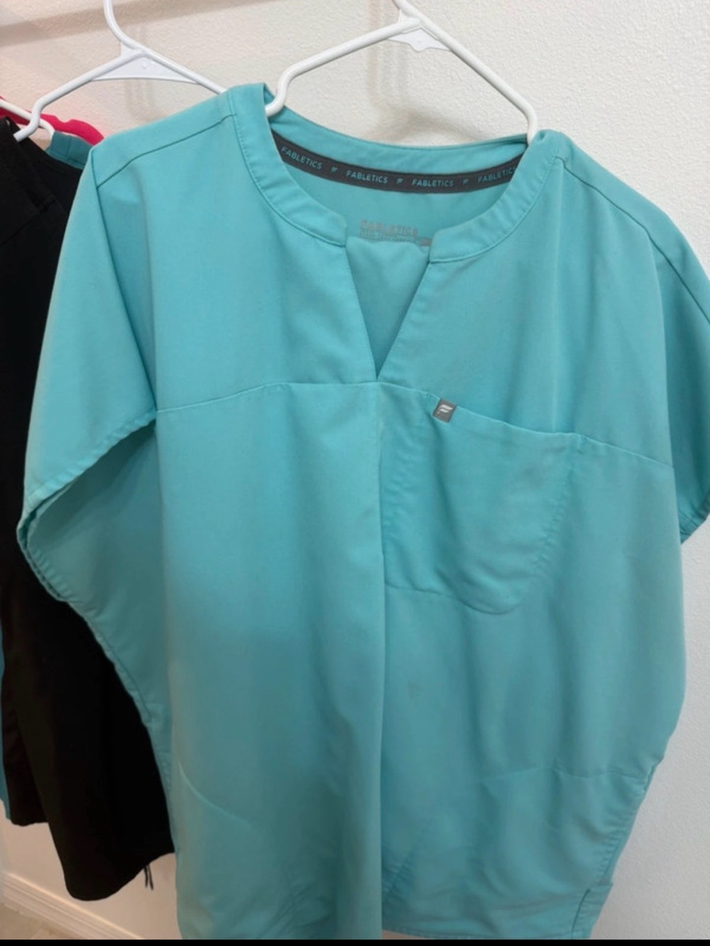 Fabletics Teal V-Notch Scrub Top